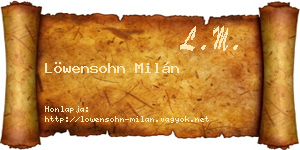 Löwensohn Milán névjegykártya